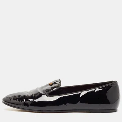 Pre-owned Carolina Herrera Black Patent Leather Smoking Slippers Size 39