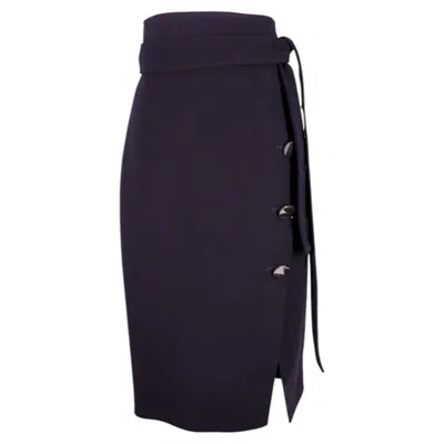 Pre-owned Carolina Herrera Black Wrap Pencil Skirt With Belt - Eu 36