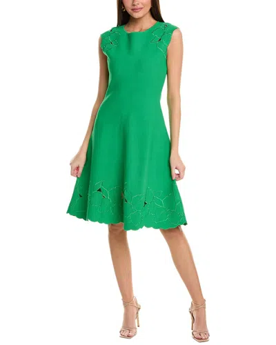 Carolina Herrera Floral-embroidered Midi Dress In Green