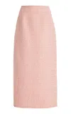 Carolina Herrera Tweed Midi Pencil Skirt In Pink