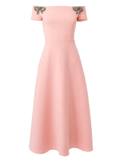 Carolina Herrera Bow-appliqué Midi Dress In Pink
