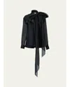 Carolina Herrera Bow Button-front Silk Shirt In Black