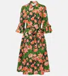 Carolina Herrera Floral-print Stretch-cotton Poplin Mini Shirt Dress In Blue