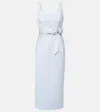 Carolina Herrera Bow-detail Crystal-embellished Midi Dress In Blue