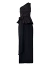Carolina Herrera One-shoulder Peplum Column Gown With Bow In Black