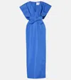 Carolina Herrera Bow-embellished Silk-faille Gown In Blue
