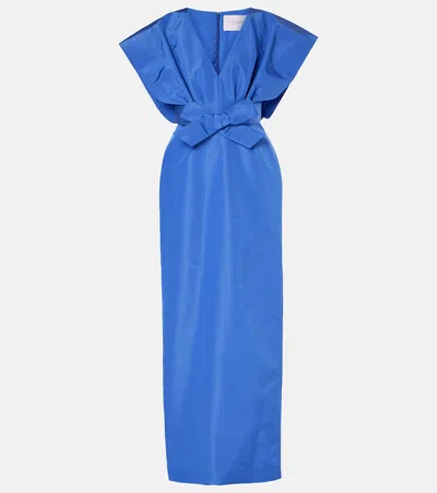 Carolina Herrera Bow-embellished Silk-faille Gown In Blue