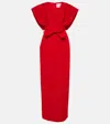 Carolina Herrera Fan Bodice Column Gown With Bow Waist Detail In Lacquer Red