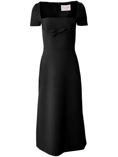 Carolina Herrera Bow-detail Square-neck Midi Dress In Black
