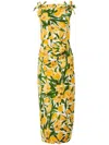 Carolina Herrera Bow-detailed Cotton Midi Dress In Yellow