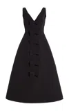 Carolina Herrera Bow-detailed Crepe Midi Dress In Black