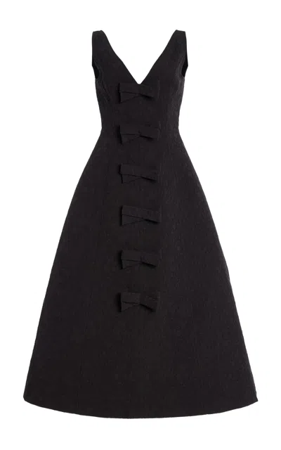 Carolina Herrera Bow-detailed Crepe Midi Dress In Black