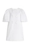 Carolina Herrera Floral Appliqués Puff Sleeve Blouse In White