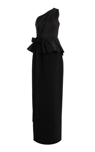 CAROLINA HERRERA BOW-DETAILED STRETCH-CREPE PEPLUM GOWN