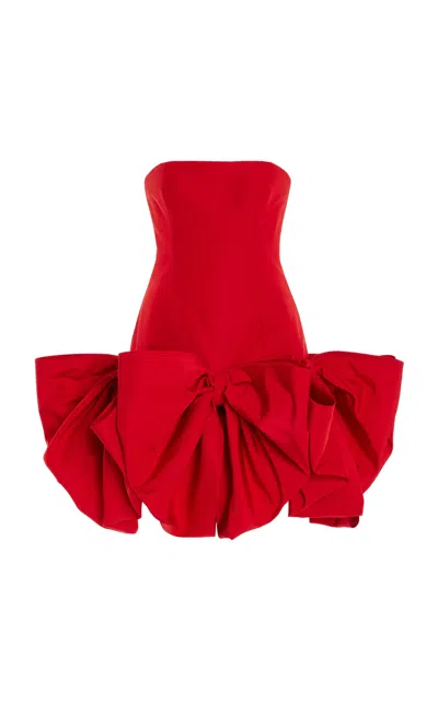 Carolina Herrera Bow-detailed Silk Midi Dress In Red
