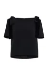 Carolina Herrera Bow-detailed Stretch Fluid Crepe Top In Black
