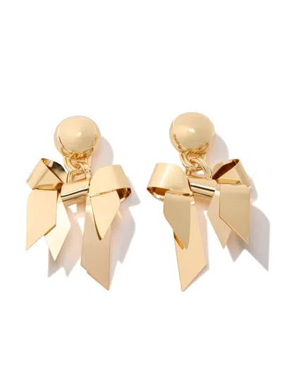 Carolina Herrera Bow Drop Earrings In Gold