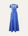 Carolina Herrera Floral Embroidered Stretch Crepe Gown With Bows
