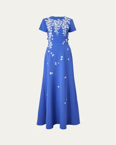 CAROLINA HERRERA BOW-EMBELLISHED EMBROIDERED APPLIQUE GOWN