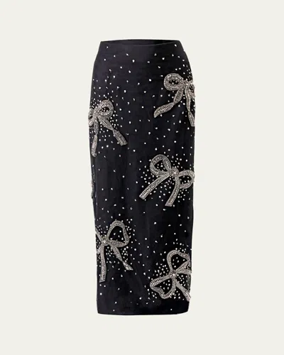 CAROLINA HERRERA BOW EMBELLISHED MIDI SKIRT