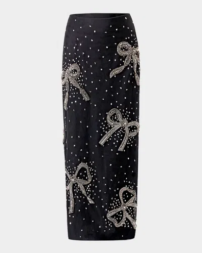 CAROLINA HERRERA BOW EMBELLISHED MIDI SKIRT