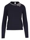 Carolina Herrera Bow-embellished Sweater In Blue