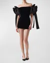 Carolina Herrera Dramatic Bow Silk Mini Dress In Black