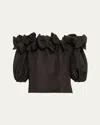 Carolina Herrera Rosette Off-shoulder Top In Black