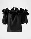 Carolina Herrera Rosette Off-shoulder Top In Black