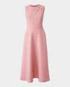 Carolina Herrera Bow Sleeveless Tweed A-line Midi Dress In Pink