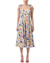 Carolina Herrera Bow Strap Square Neck Midi Dress In Pink