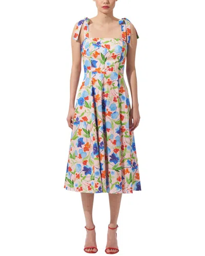 CAROLINA HERRERA BOW STRAP SQUARE NECK MIDI DRESS