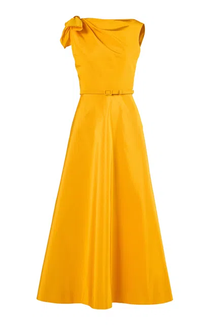 Carolina Herrera Bow-detailed Silk Faille Midi Dress In Orange