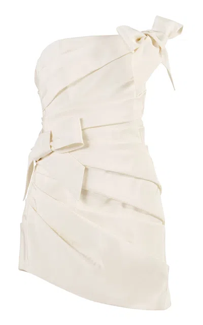 Carolina Herrera Bow-detailed Silk Faille Mini Dress In White