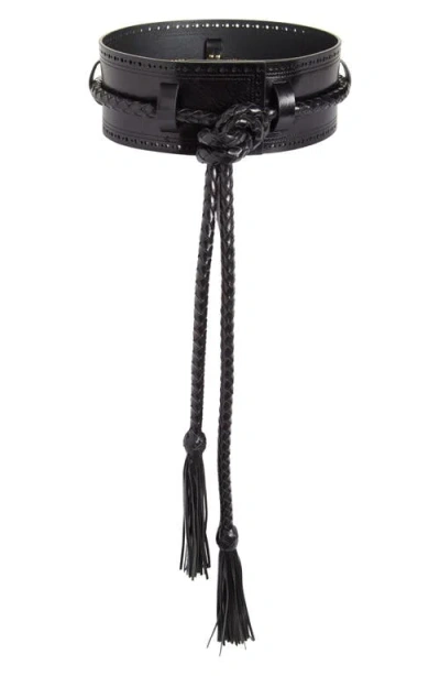 Carolina Herrera Braided Corset Leather Belt In Black
