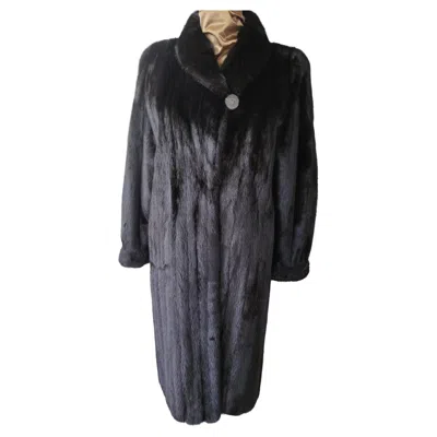 Pre-owned Carolina Herrera Brand New  Female Black Mink Fur Coat (size 16-l)