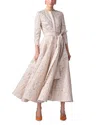 Carolina Herrera Metallic Floral Brocade Belted Midi Trench Dress