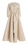 Carolina Herrera Brocade Trench Midi Dress In Gold
