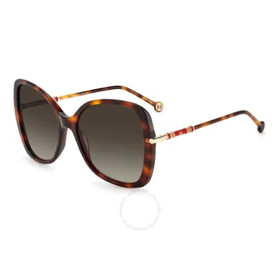 Carolina Herrera Brown Butterfly Ladies Sunglasses Ch 0025/s 005l/ha 58