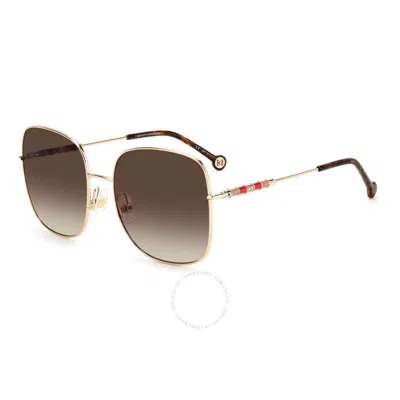 Carolina Herrera Brown Gradient Square Ladies Sunglasses Ch 0035/s 0j5g/9o 59 In Gold