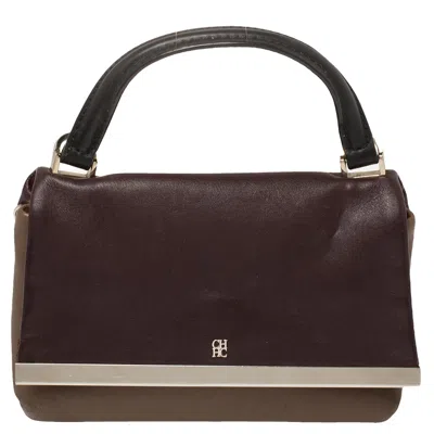 Carolina Herrera Brown Leather Top Handle Bags