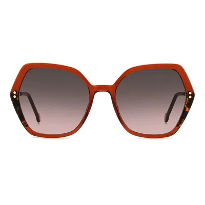Carolina Herrera Brown Pink Shaded Geometric Ladies Sunglasses Her 0185/s 0ydc/m2 55 In Red