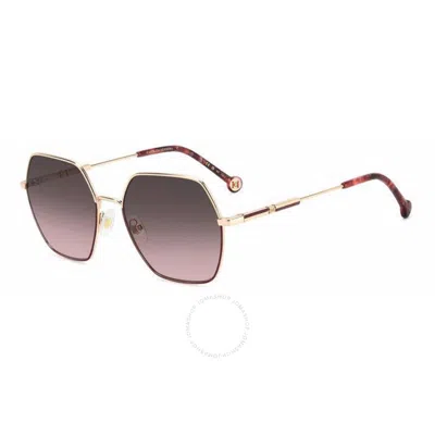 Carolina Herrera Brown Pink Shaded Hexagonal Ladies Sunglasses Her 0183/s 0noa/m2 55 In Gold