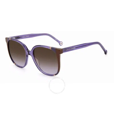Carolina Herrera Brown Shaded Violet Square Ladies Sunglasses Ch 0062/s 0e53/qr 57 In Brown/purple