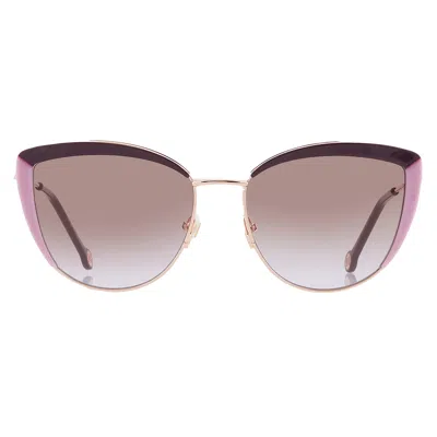 Carolina Herrera Brown Violet Cat Eye Ladies Sunglasses Her 0112/s 0ry8/qr 58 In Brown / Lilac / Violet