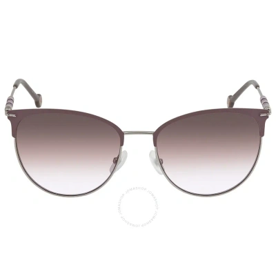 Carolina Herrera Brown Violet Square Ladies Sunglasses Ch 0037/s 0kts Qr 58 In Brown / Lilac / Violet