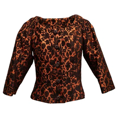 Pre-owned Carolina Herrera Burnt Orange & Black  Brocade Evening Jacket Size Us 6