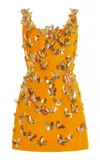 Carolina Herrera Butterfly-embellished Silk Mini Dress In Marigold