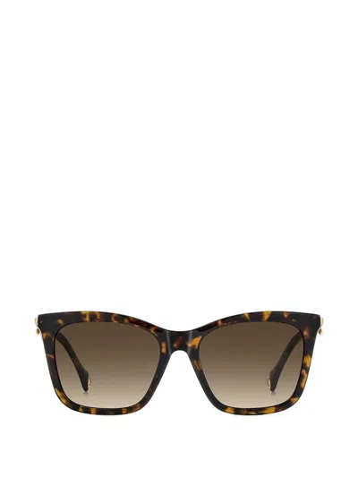 Carolina Herrera Butterfly-detail Square-frame Sunglasses In Brown