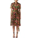 Carolina Herrera Button-down Collared Silk Midi Dress In Multi